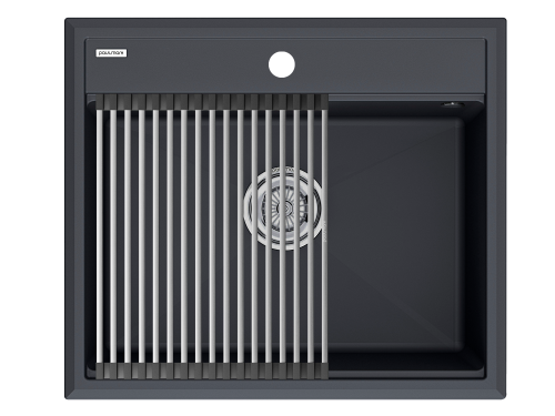 Кухонная мойка + коландер Paulmark PM115951-AN+R375-BS 59х51 цвет антрацит